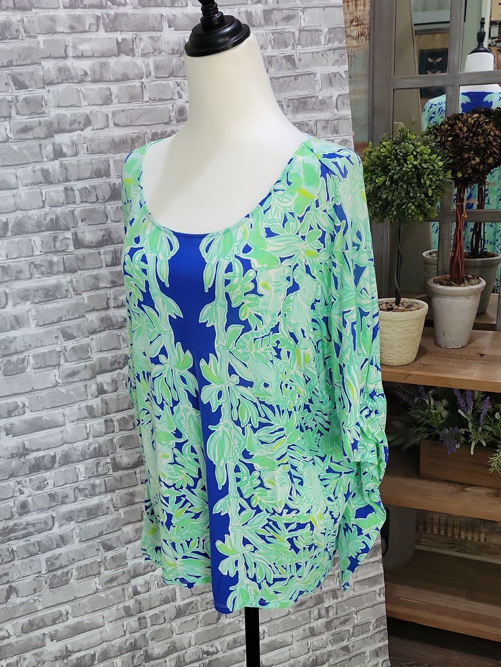 Lilly Pulitzer Cooper Caftan Top Koala of the Wild in Poolside Blue, Womens S/M